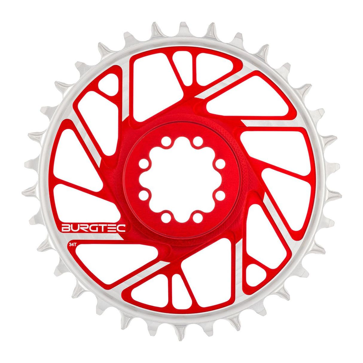 Burgtec Chainring - 34t - 3mm Offset - 8 Bolt - Red - The Lost Co. - Burgtec - 13179 - 724901936908 -