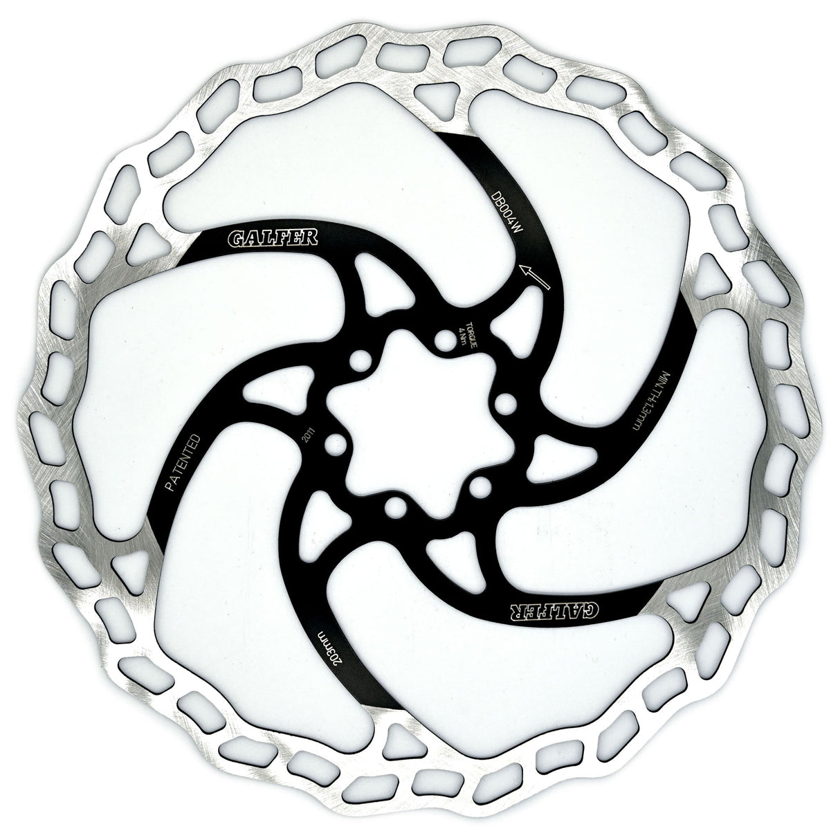 Galfer Wave Disc Brake Rotor - 203mm - 6 - Bolt - 2.0mm Thick - Black/Silver - The Lost Co. - Galfer - DB034W - 8400170140209 -