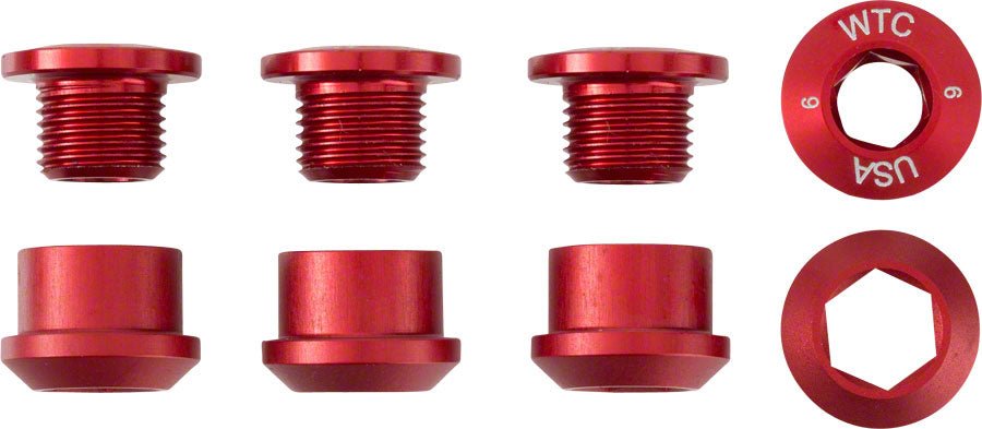 Wolf Tooth 1x Chainring Bolt Set - Red - The Lost Co. - Wolf Tooth - 4CBCN06RED - 812719020428 -