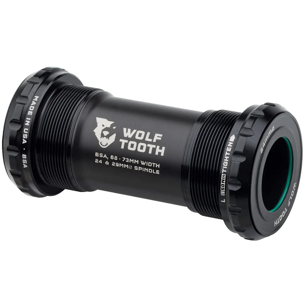 Wolf Tooth Bottom Bracket - BSA 68/73mm - 24mm Spindle - Black - The Lost Co. - Wolf Tooth - WBB - BSA - 24 - BLK - 810159401265 -