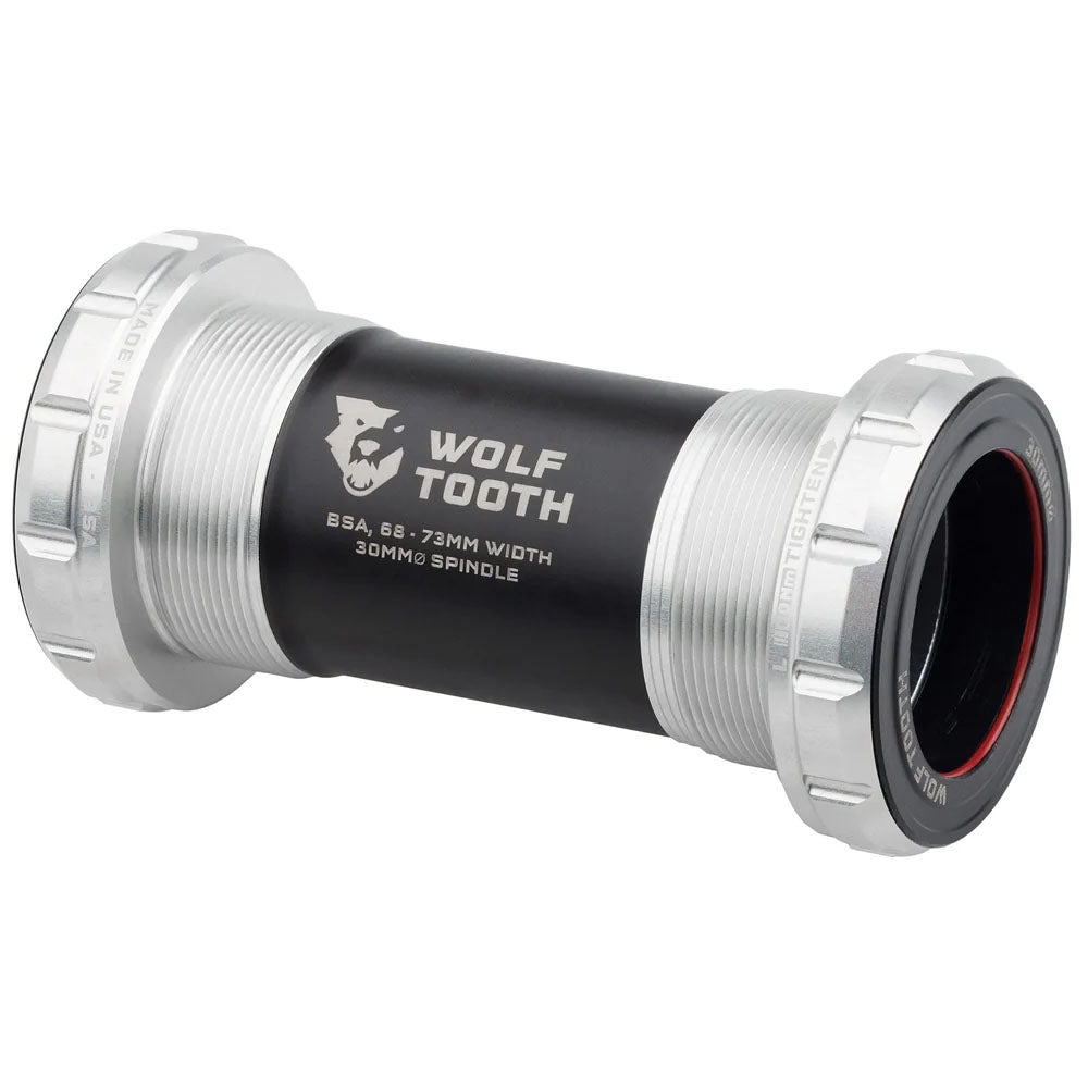 Wolf Tooth Bottom Bracket - BSA 68/73mm - 30mm Spindle - Raw Silver - The Lost Co. - Wolf Tooth - WBB - BSA - 30 - RSIL - 810159401371 -