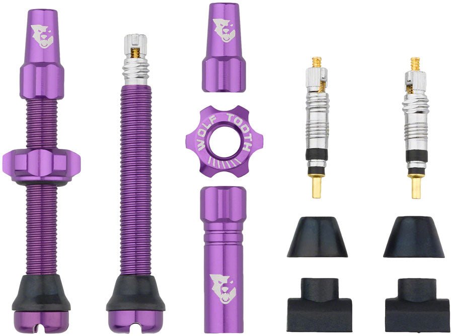 Wolf Tooth Tubeless Valve Stem Kit - 44mm Length - Purple - The Lost Co. - Wolf Tooth Components - TLV - KIT44 - PRP - 812719026901 -