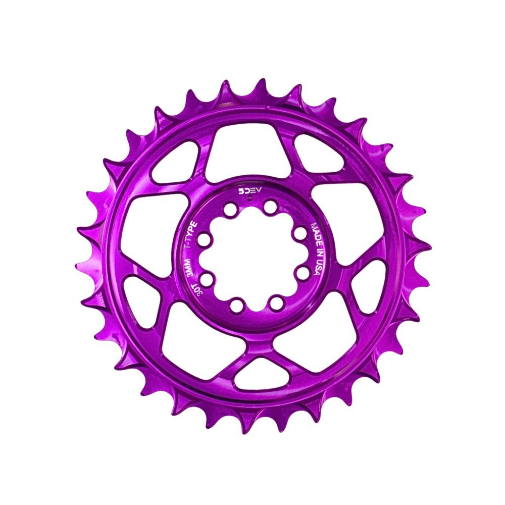 5DEV Chainring - T-Type SRAM 8-Bolt Chainring - 3mm Offset - 30T - Purple - The Lost Co. - 5Dev - B-FD2392 - 850058721187 - -