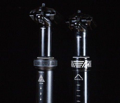 PNW Components Loam Dropper Post and Rainier Gen 3 on a table in detail of the backside of the post