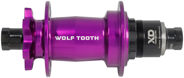Wolf Tooth Mountain Rear Hub - 12 x 148mm 6-Bolt XD Innerdrive Ratchet 60 Ultraviolet Purple J-Bend 32H