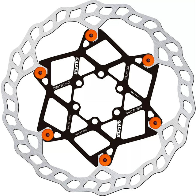 Galfer 180mm Rotor - 6 - Bolt - 2.0mm Thick - Floating Wave - Orange - The Lost Co. - Galfer - DB013FLWO - 8400170130880 - 