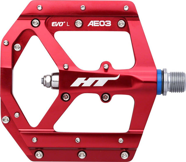 HT Components AE03 EVO+ Platform Pedals Body: Aluminum Spindle: Cr-Mo 9/16 Red Pair - The Lost Co. - HT Components - PD4916 - 4715872481166 - -