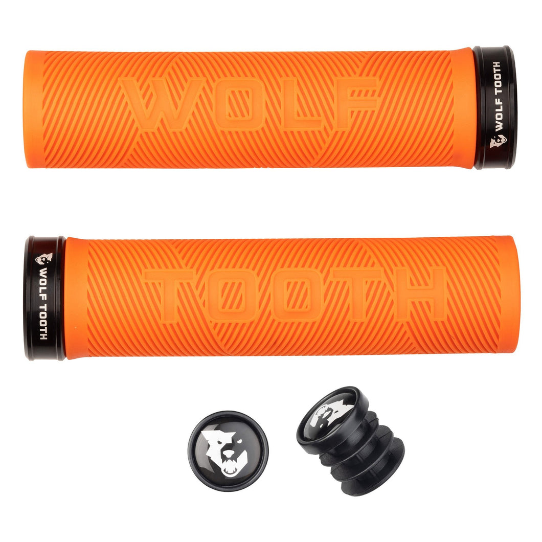 Wolf Tooth Components Echo Lock-On Grip Set - Orange/Blk - The Lost Co. - Wolf Tooth - B-WQ0812 - 810006806601 - -