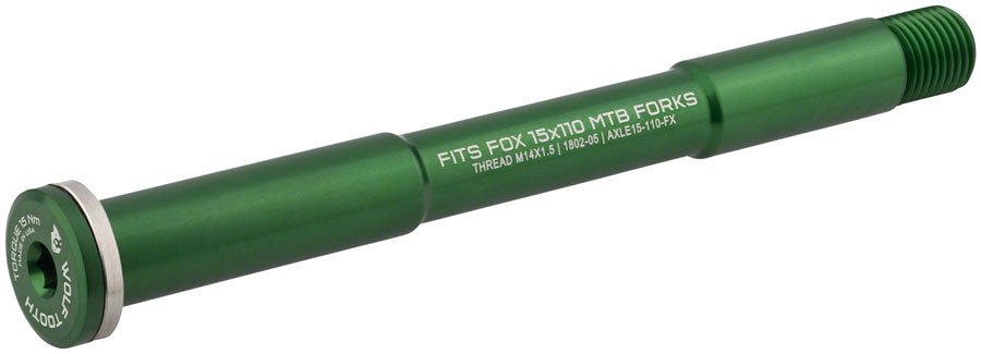 Wolf Tooth Front Thru Axle - FOX 15 x 110mm Green - The Lost Co. - Wolf Tooth - FK8355 - 812719028936 - -