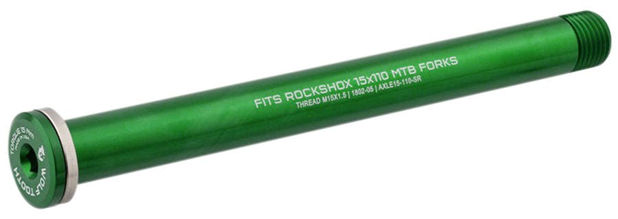Wolf Tooth Front Thru Axle - RockShox 15 x 110mm Green - The Lost Co. - Wolf Tooth - FK8358 - 812719028998 - -