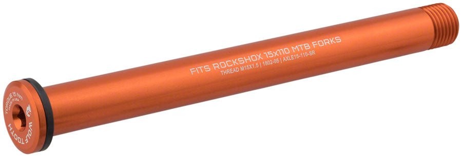 Wolf Tooth Front Thru Axle - RockShox 15 x 110mm Orange - The Lost Co. - Wolf Tooth - FK8359 - 812719029018 - -